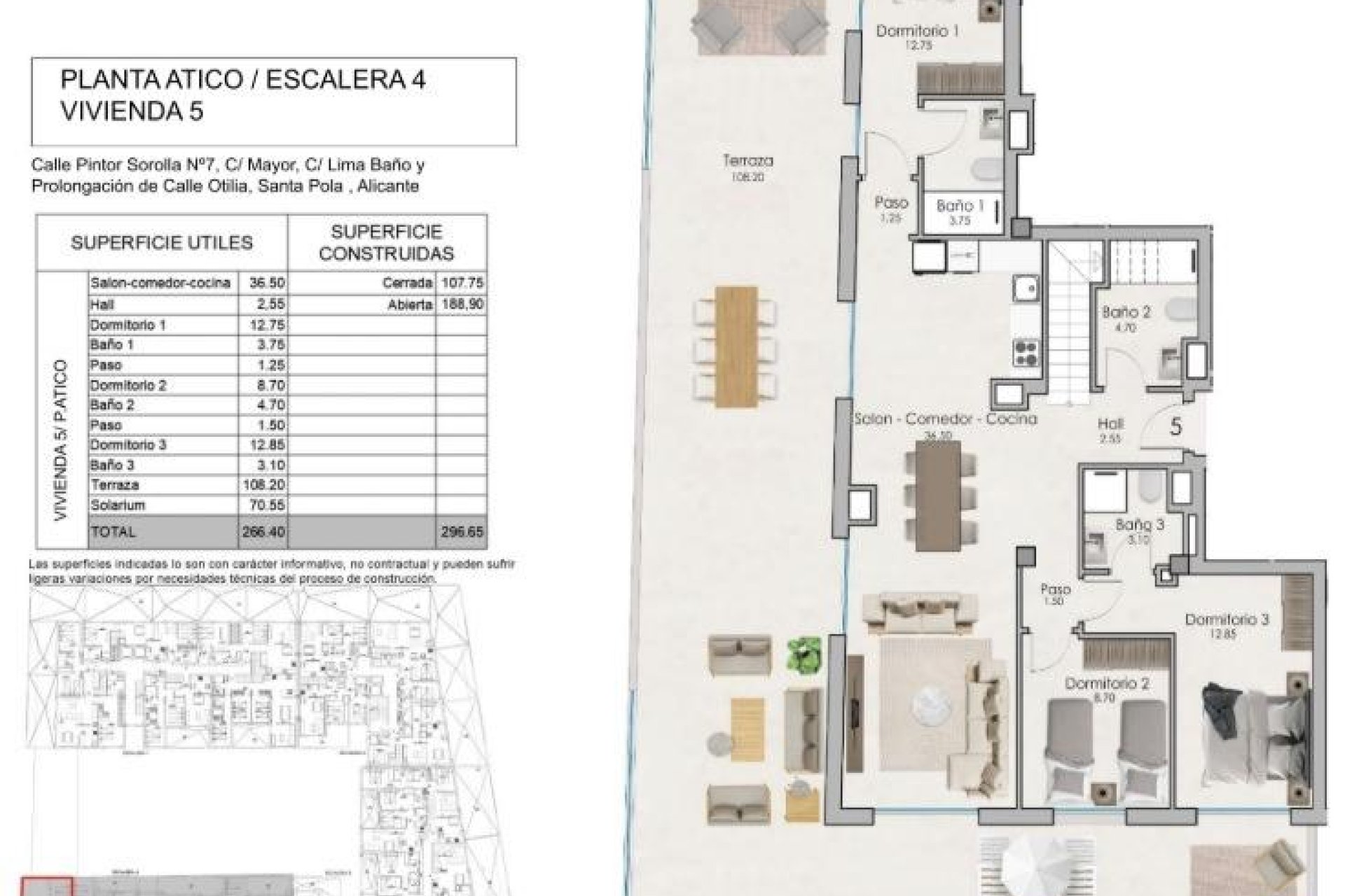 Obra nueva - Ático -
Santa Pola - Estacion de autobuses